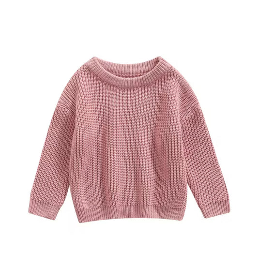 Baby Girls clothing - Chinky knit cotton Jumper - special price- Dusty rose pink