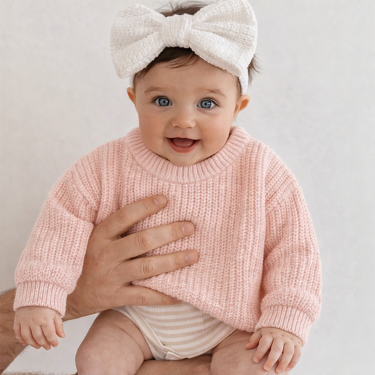 Baby Girls clothing - Chinky knit cotton Jumper - special price- Tender Pink