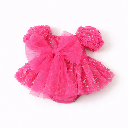 Baby Girls Clothing- Margarett sequin appliqué Romper - Special Price